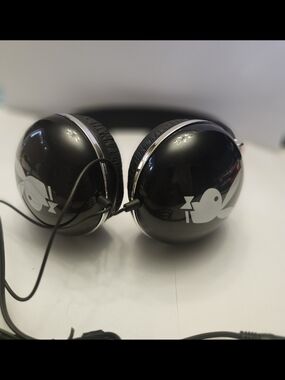 Playboy Bunny Wired Black Over-Ear Headphones with Chrome Trim